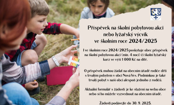 Příspěvek na školu v přírodě nebo lyžařský kurz 2024/2025