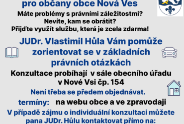 Bezplatné právní poradensví pro občany obce Nová Ves