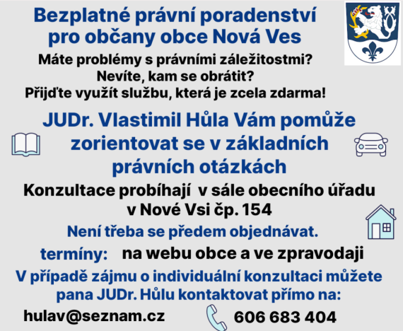 Bezplatné právní poradensví pro občany obce Nová Ves