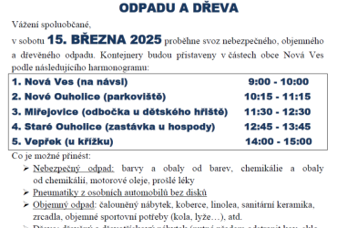 Svoz dřeva, velkoobjemového a nebezpečného odpadu