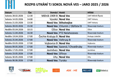 Rozpis utkání TJ Sokol Nová Ves