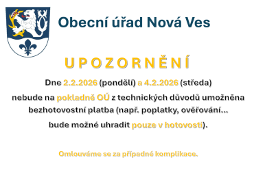 Upozornění na nefukční bezhotovostní platby 2.2. a 4.2.